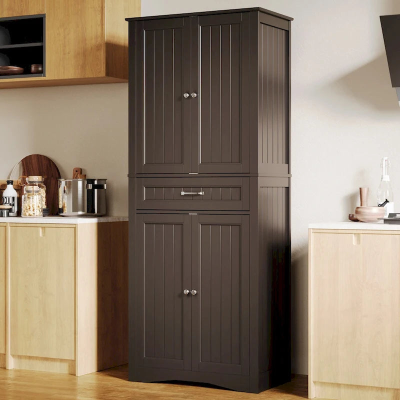Armoire de rangement pour garde-manger de cuisine 71, meuble de rangement autoportant avec 4 portes et 4 étagères réglables