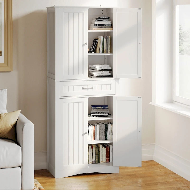 Armoire de rangement pour garde-manger de cuisine 71, meuble de rangement autoportant avec 4 portes et 4 étagères réglables