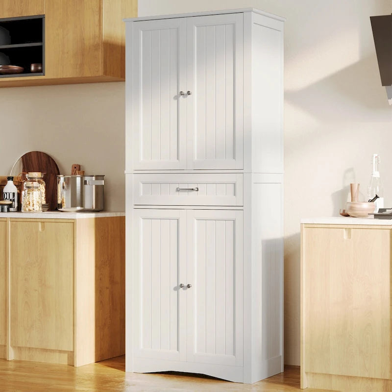 Armoire de rangement pour garde-manger de cuisine 71, meuble de rangement autoportant avec 4 portes et 4 étagères réglables