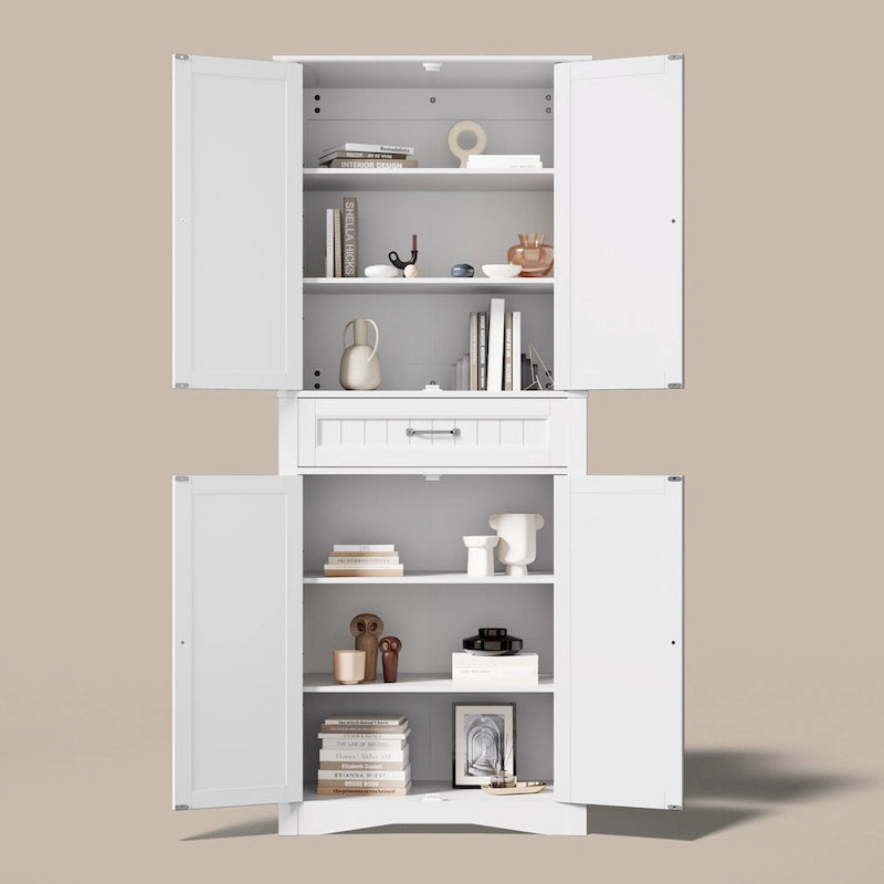 Armoire de rangement pour garde-manger de cuisine 71, meuble de rangement autoportant avec 4 portes et 4 étagères réglables