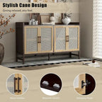 Buffet rustique avec portes décoratives en rotin