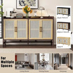Buffet rustique avec portes décoratives en rotin