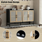 Buffet rustique avec portes décoratives en rotin