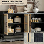 Buffet rustique avec portes décoratives en rotin