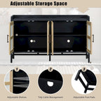 Buffet rustique avec portes décoratives en rotin