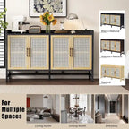 Buffet rustique avec portes décoratives en rotin