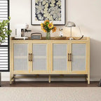 Buffet rustique avec portes décoratives en rotin