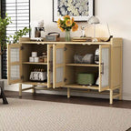 Buffet rustique avec portes décoratives en rotin
