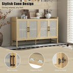 Buffet rustique avec portes décoratives en rotin