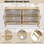 Buffet rustique avec portes décoratives en rotin