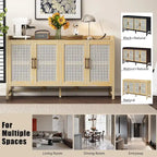 Buffet rustique avec portes décoratives en rotin