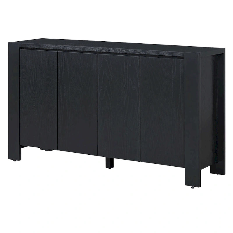 Buffet à 4 portes avec étagères réglables et finition vieillie