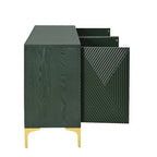 Buffet à 4 portes avec panneaux sculptés et étagères réglables