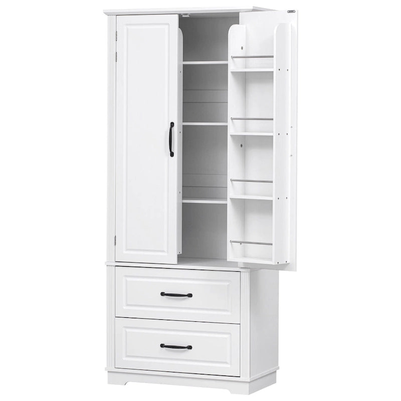Armoire de cuisine haute de 71 pouces, meuble de rangement autoportant avec 2 tiroirs, vaisselier de cuisine