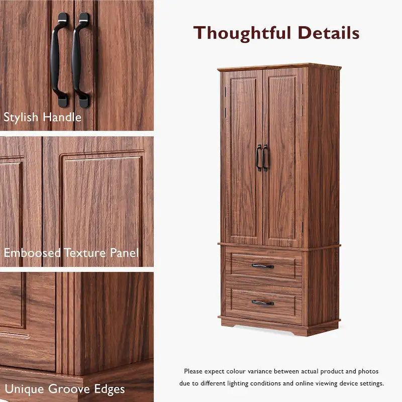 Armoire de cuisine haute de 71 pouces, meuble de rangement autoportant avec 2 tiroirs, vaisselier de cuisine