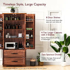 Armoire de cuisine haute de 71 pouces, meuble de rangement autoportant avec 2 tiroirs, vaisselier de cuisine