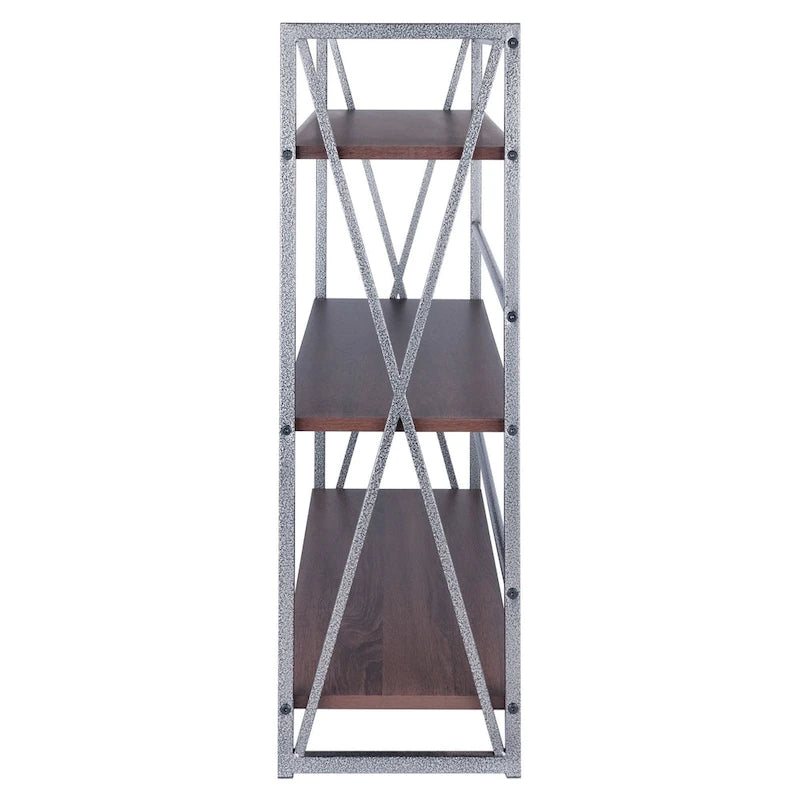 Étagère de rangement large à 3 niveaux - 35,5 - Graphite et noyer
