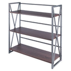 Étagère de rangement large à 3 niveaux - 35,5 - Graphite et noyer