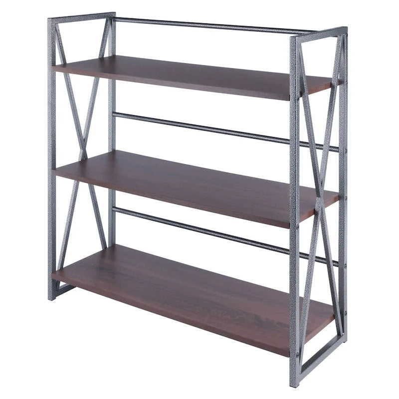 Étagère de rangement large à 3 niveaux - 35,5 - Graphite et noyer