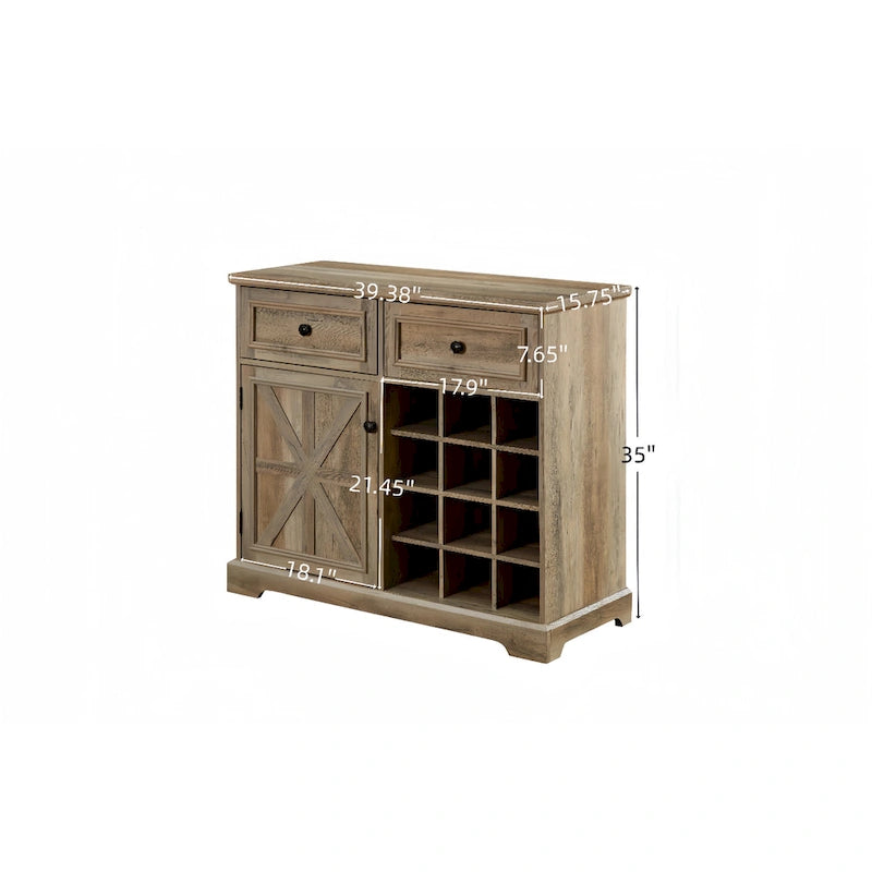 Buffet avec rangements intégrés, meuble bar à vin avec casiers amovibles, meuble bar à café avec étagère réglable