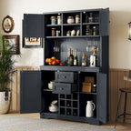 Meuble bar à café avec tiroirs, garde-manger indépendant avec étagères et placards, buffet avec étagères en verre