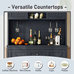 Meuble bar à café avec tiroirs, garde-manger indépendant avec étagères et placards, buffet avec étagères en verre