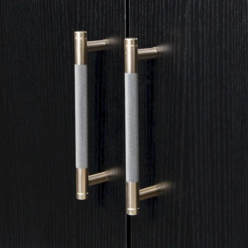 Buffet avec poignées en métal, meuble de rangement d'entrée avec étagères, meuble de rangement avec pieds croisés en métal