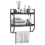 Étagère murale de salle de bain Gymax, style industriel, à 2 niveaux avec