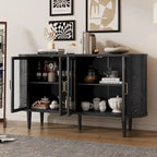 Buffet de style campagnard, meuble de rangement en bois, armoire bar à café, vitrine avec portes vitrées et étagères réglables