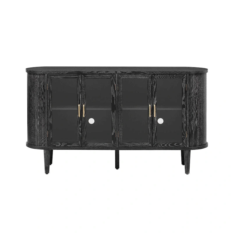 Buffet de style campagnard, meuble de rangement en bois, armoire bar à café, vitrine avec portes vitrées et étagères réglables