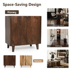 Meuble d'appoint en bois avec rangement, meuble de rangement rustique en bois de manguier avec design cannelé et étagère réglable