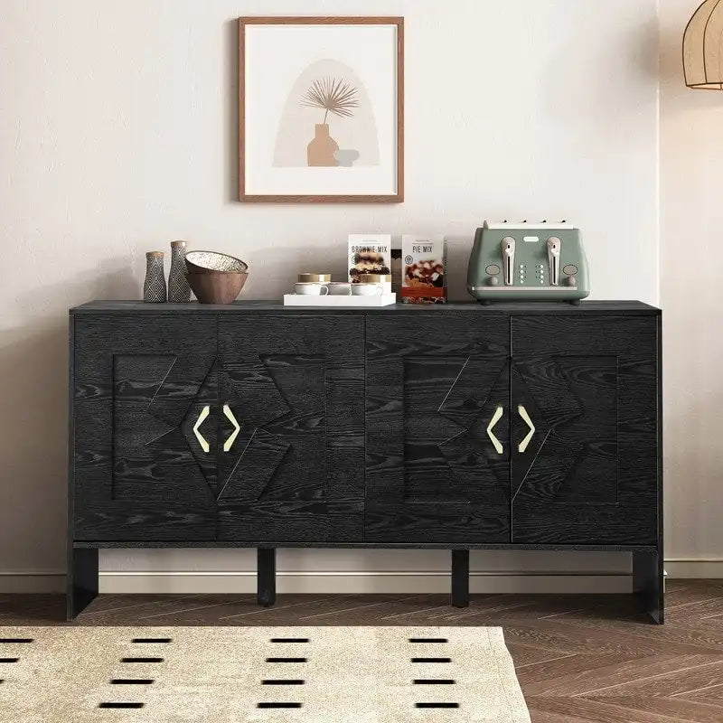 Buffet/meuble de rangement style Mid-Century Modern de 60 pouces avec rangement pour une organisation élégante de la maison