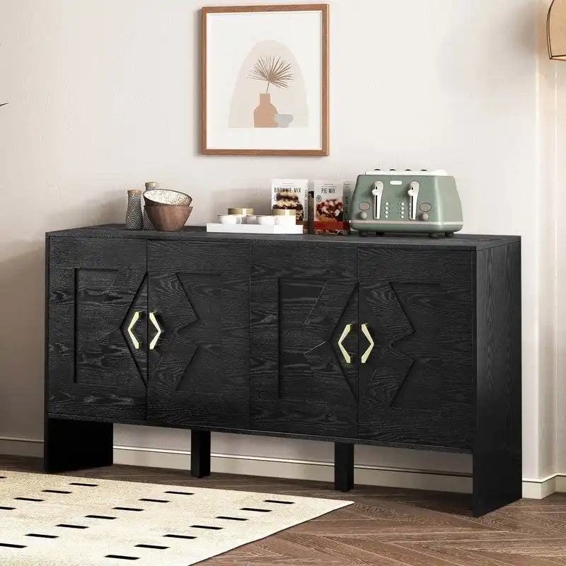 Buffet/meuble de rangement style Mid-Century Modern de 60 pouces avec rangement pour une organisation élégante de la maison