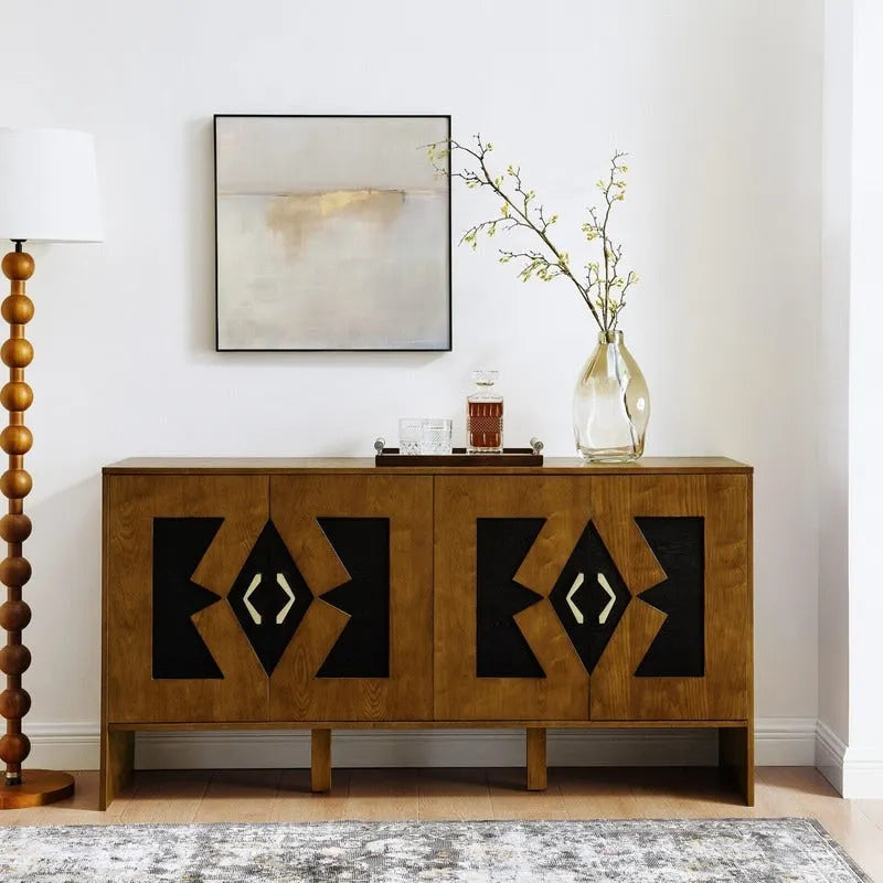 Buffet/meuble de rangement style Mid-Century Modern de 60 pouces avec rangement pour une organisation élégante de la maison