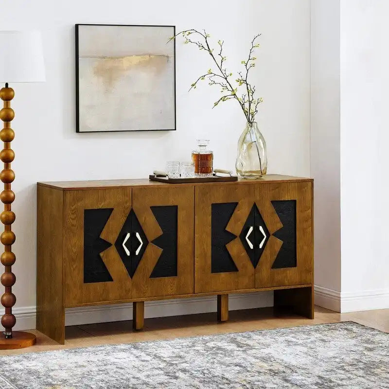 Buffet/meuble de rangement style Mid-Century Modern de 60 pouces avec rangement pour une organisation élégante de la maison