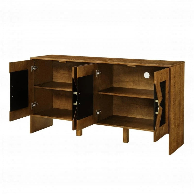 Buffet/meuble de rangement style Mid-Century Modern de 60 pouces avec rangement pour une organisation élégante de la maison