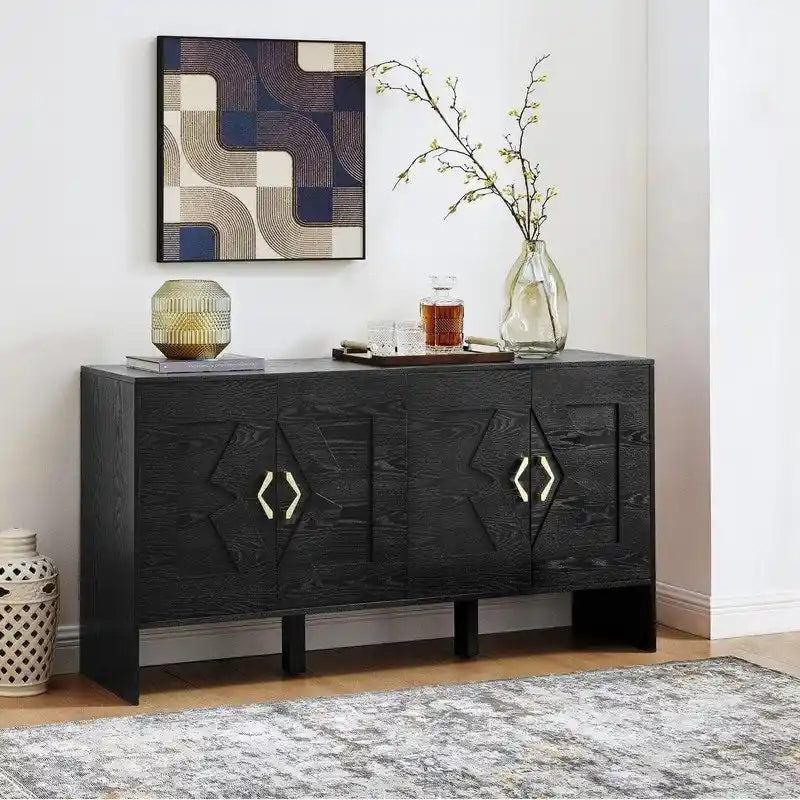 Buffet/meuble de rangement style Mid-Century Modern de 60 pouces avec rangement pour une organisation élégante de la maison