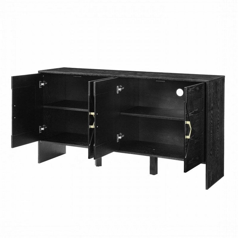 Buffet/meuble de rangement style Mid-Century Modern de 60 pouces avec rangement pour une organisation élégante de la maison