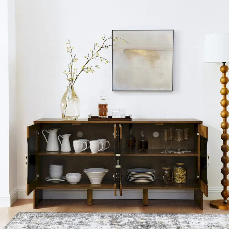 Meuble de rangement polyvalent de style moderne du milieu du siècle avec étagères réglables