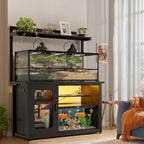 Support robuste pour aquarium avec meuble réversible, pour aquarium de 55 à 75 gallons, avec prises électriques et éclairage LED.