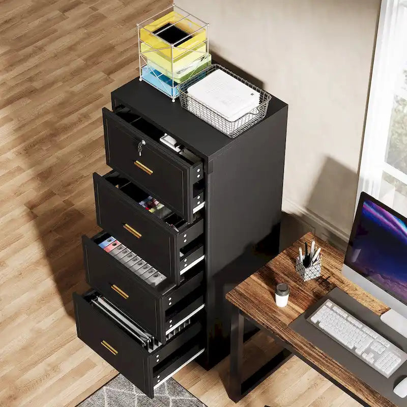 Classeur à 4 tiroirs avec serrure pour dossiers de format A4/Lettre/Légal