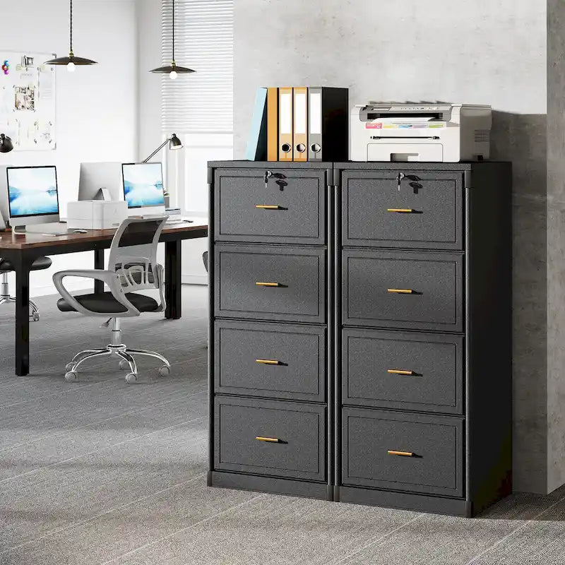 Classeur à 4 tiroirs avec serrure pour dossiers de format A4/Lettre/Légal