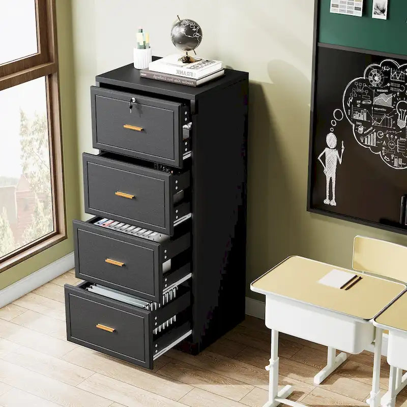 Classeur à 4 tiroirs avec serrure pour dossiers de format A4/Lettre/Légal