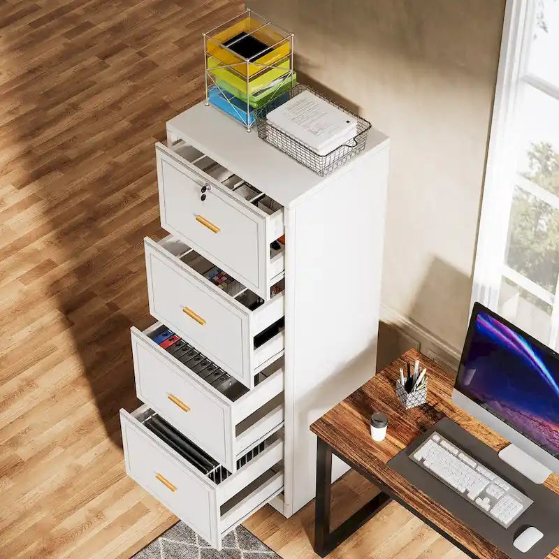 Classeur à 4 tiroirs avec serrure pour dossiers de format A4/Lettre/Légal