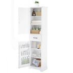 Meuble de salle de bain autoportant polyvalent avec étagères réglables et multiples options de rangement