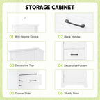 Meuble de salle de bain autoportant polyvalent avec étagères réglables et multiples options de rangement