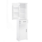 Meuble de salle de bain autoportant polyvalent avec étagères réglables et multiples options de rangement