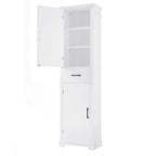 Meuble de salle de bain autoportant polyvalent avec étagères réglables et multiples options de rangement