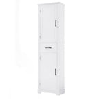 Meuble de salle de bain autoportant polyvalent avec étagères réglables et multiples options de rangement