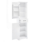 Meuble de salle de bain autoportant polyvalent avec étagères réglables et multiples options de rangement